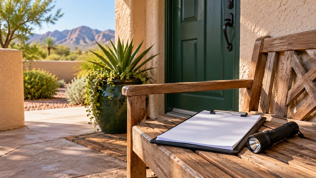 Illustrative property inspection tools at a Southwest home